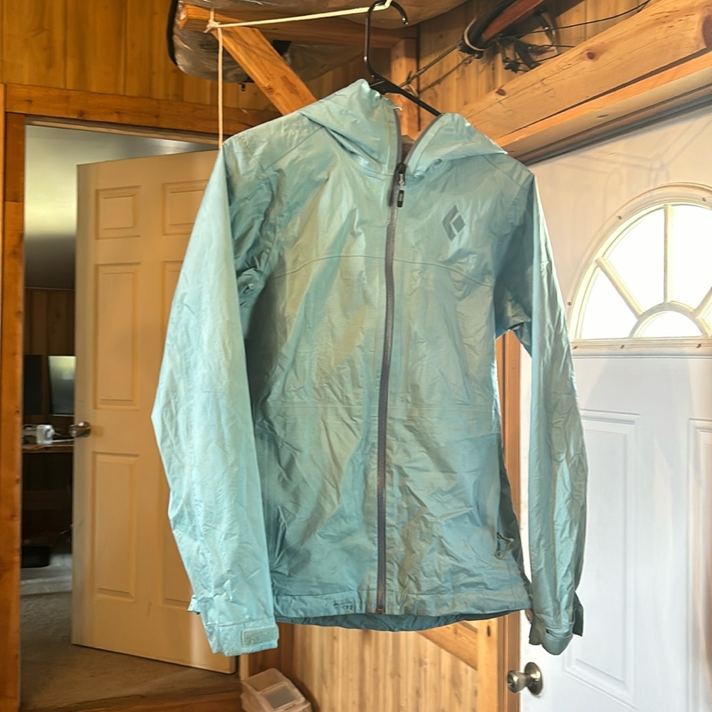 Black Diamond baby blue rain jacket